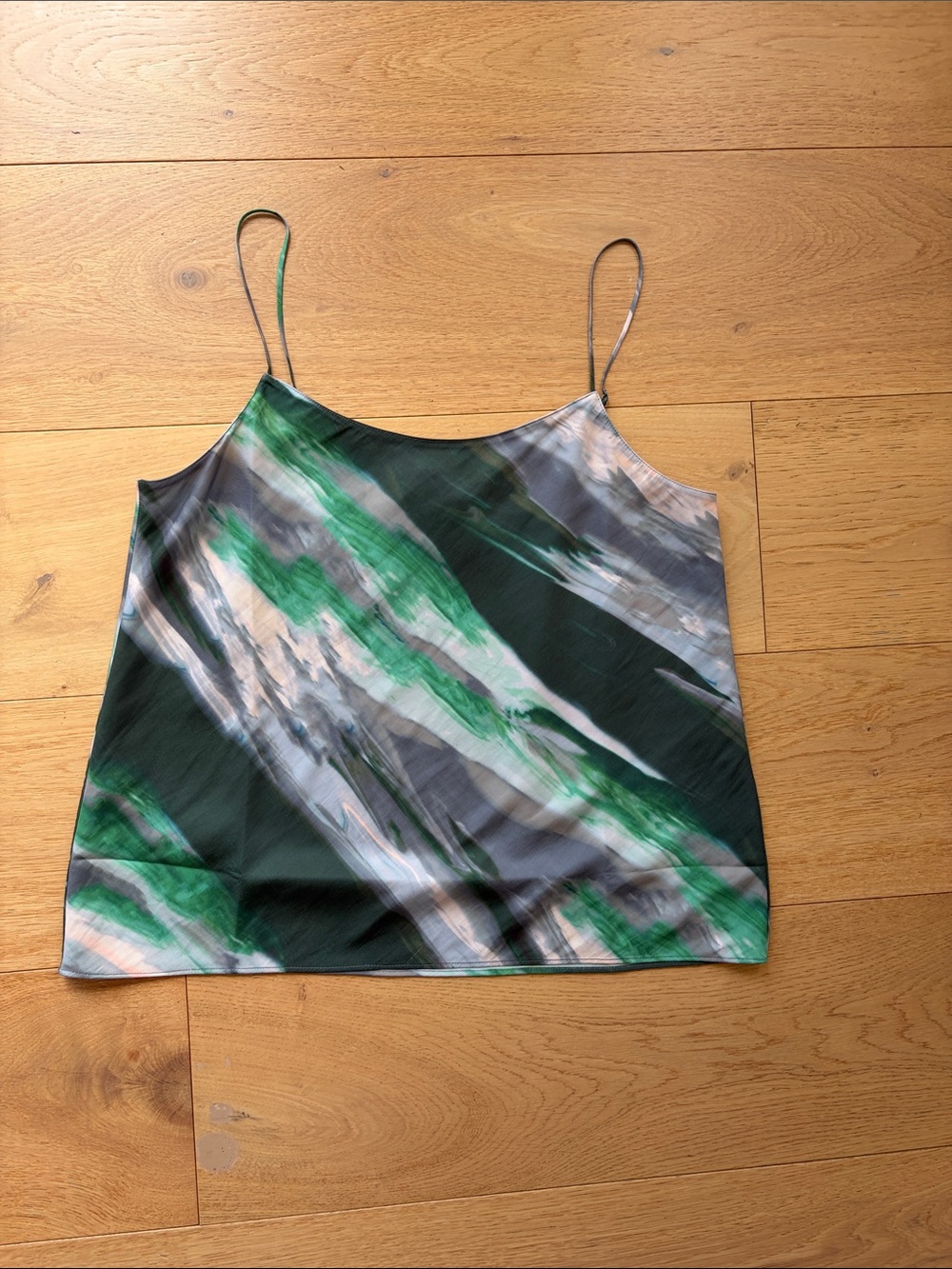 Banana Republic Green Marble-Print Silk Cami